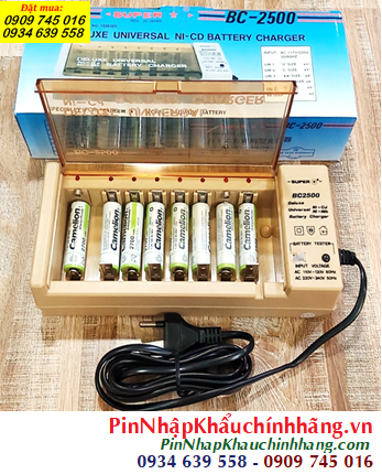 Super BC-2500, Bộ sạc 8viên Pin AA 1.2v -Kèm sẳn 8 Pin sạc Camelion NH-AA2700ARBP2 AlwaysReady (AA2700mAh) 